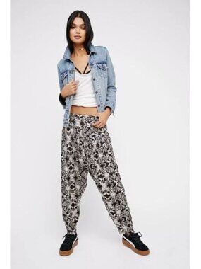 Free People Casablanca Harem Pants Black & White XS Boho Hippie Festival